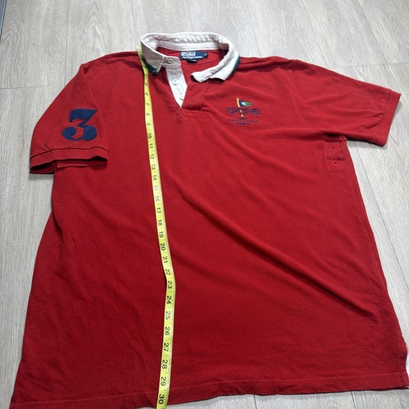 Vintage 90's Polo Ralph Lauren Rugby Shirt Yacht Club #3 Embroidered Mens XL Red - Picture 5 of 7